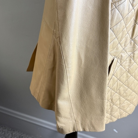 Pamela McCoy Collections Quilted Tan Leather Jacket Coat Sz 1X - Picture 9 of 15